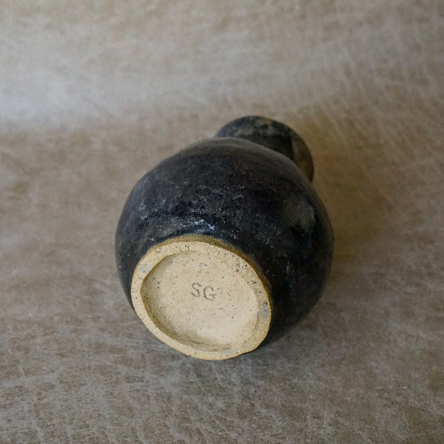 Glossy Black + Brown Calico Vase