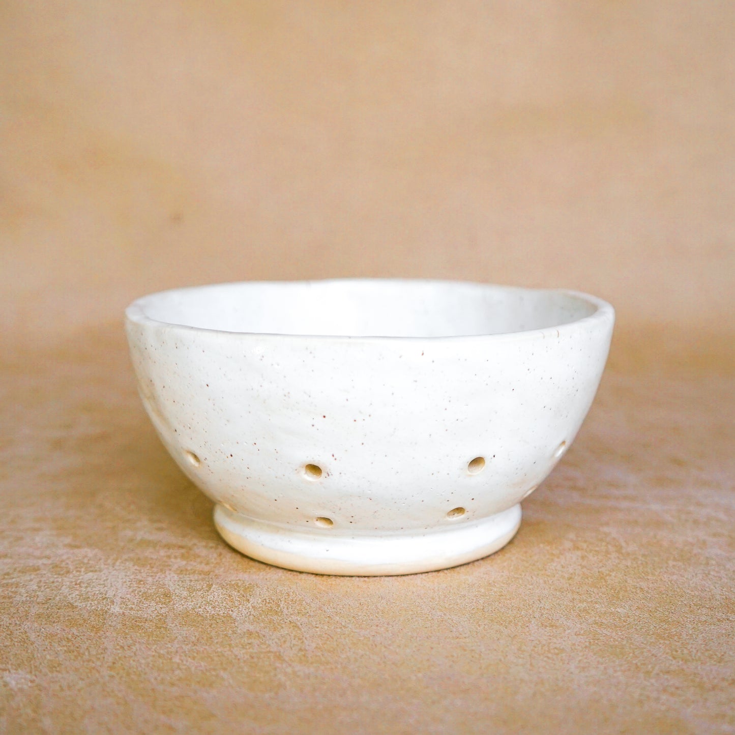 The Glossy White + Walnut Colander