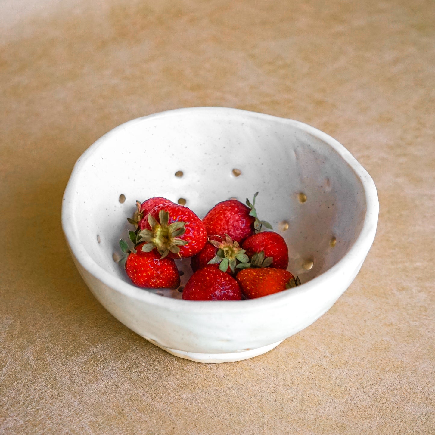 The Glossy White + Walnut Colander