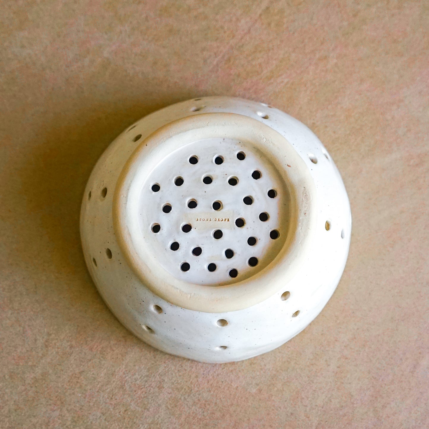 The Glossy White + Walnut Colander
