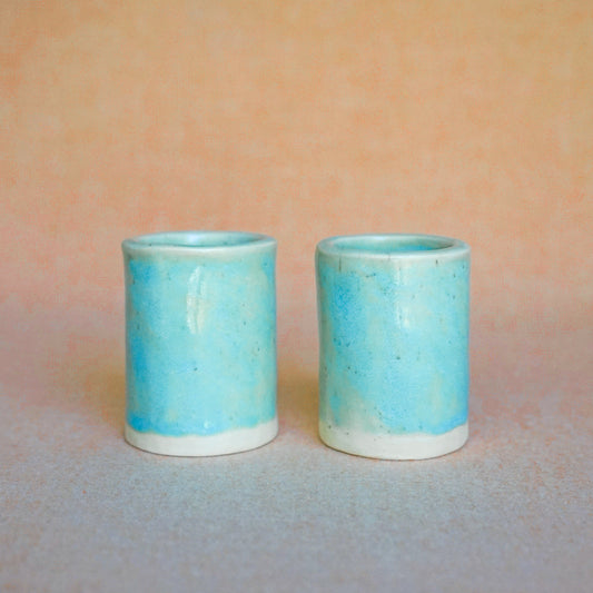 The Aqua + Walnut Sake Cup Set- Preorder Now