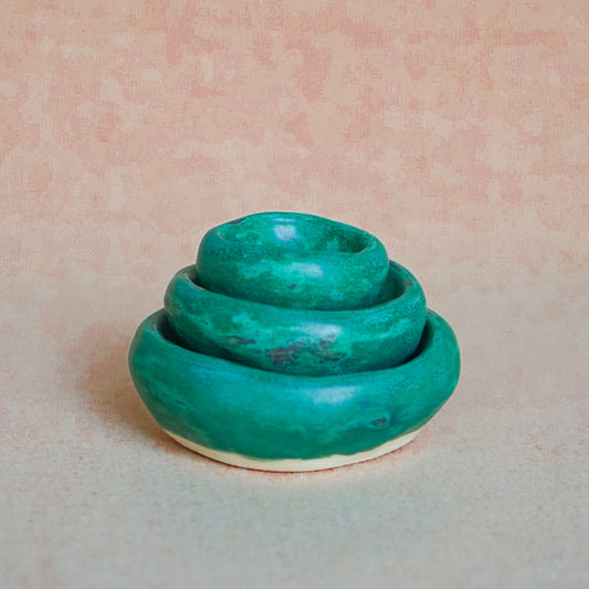 The Teal Pinch Pot Set- Back in Stock