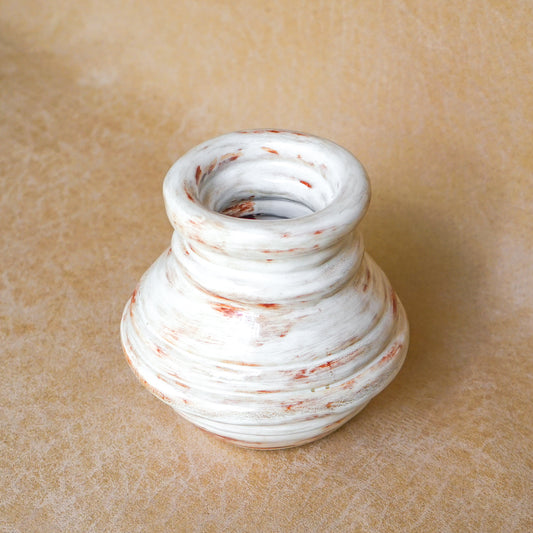 The Glossy White and Brown Coil Vase