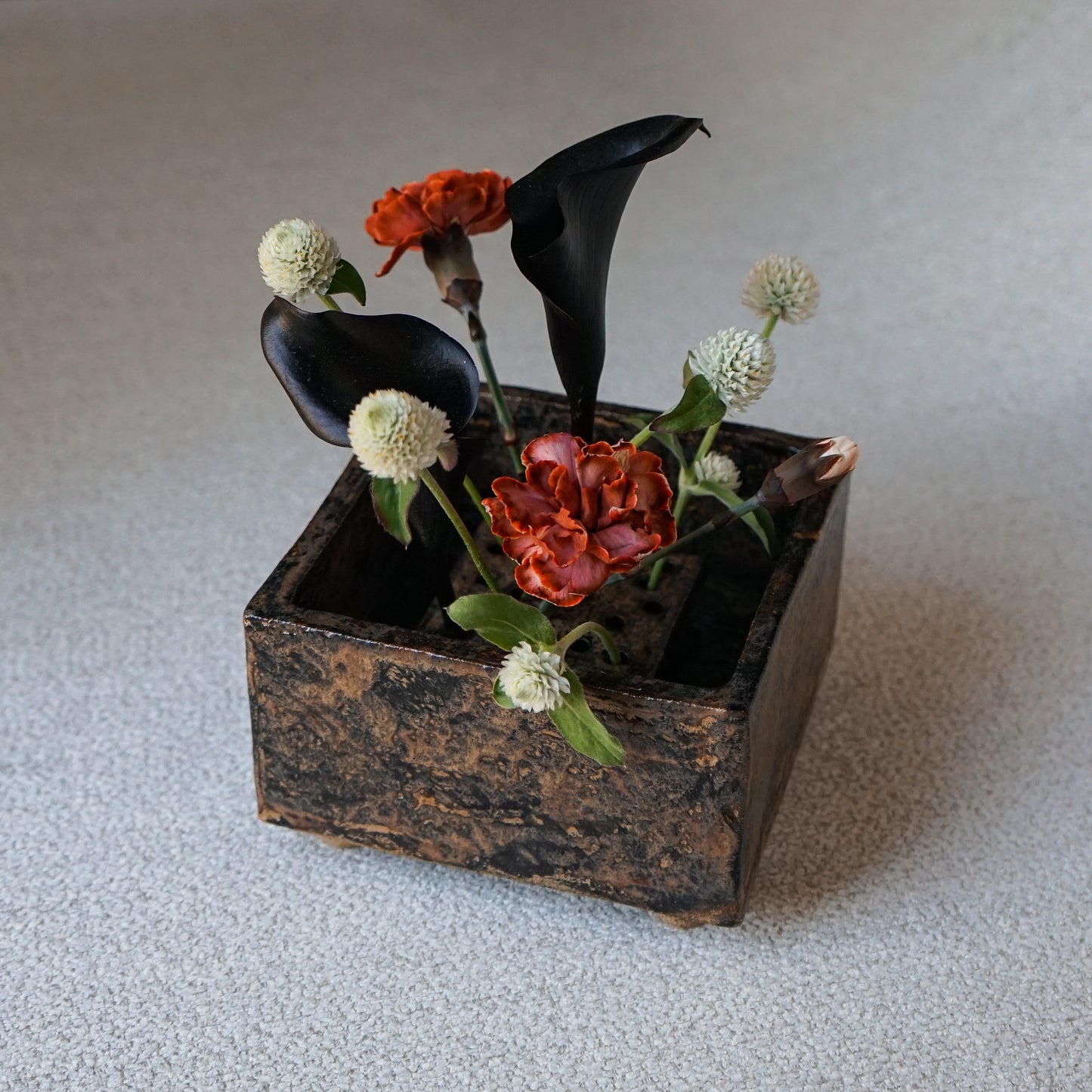 Black + Brown Ikebana Vase