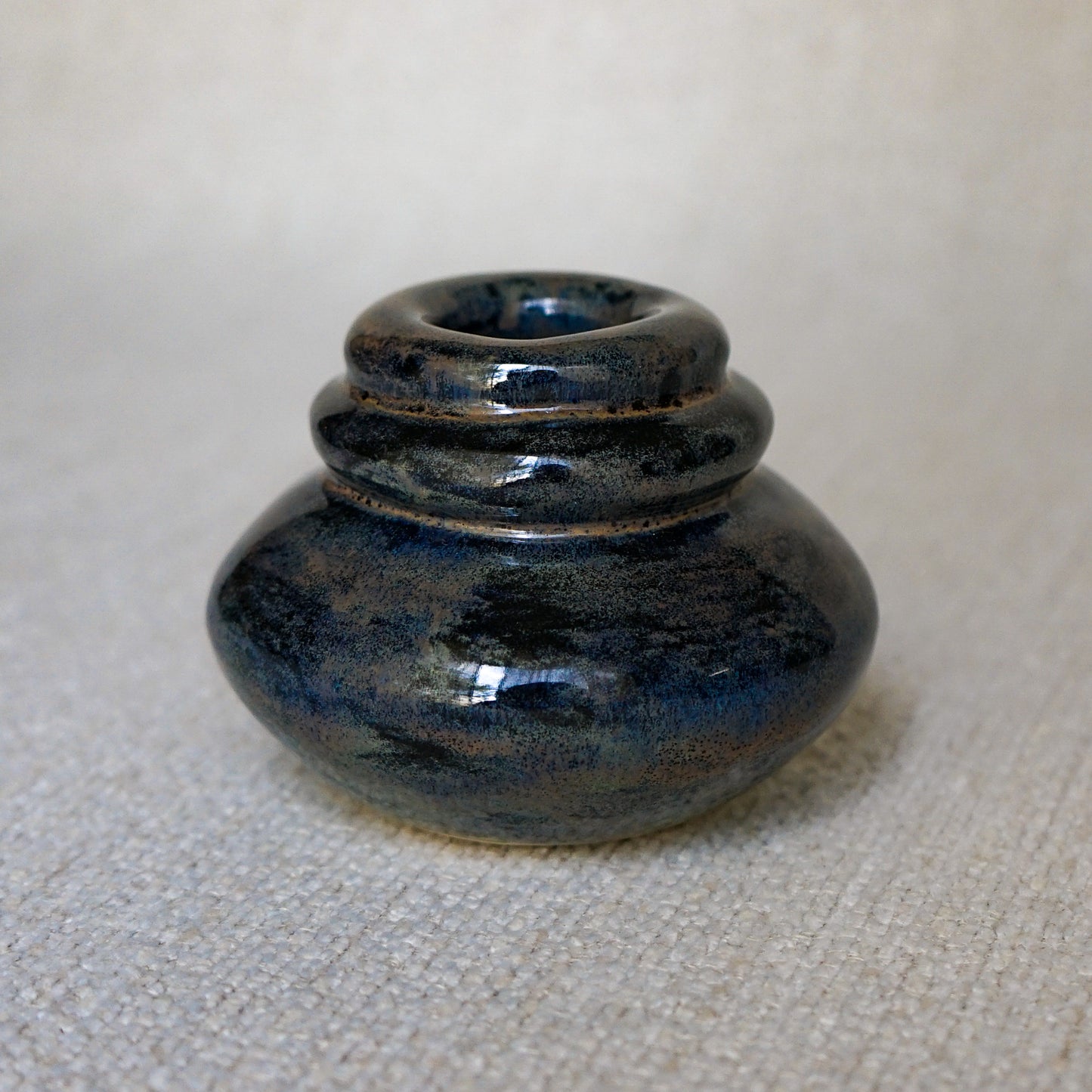 Emeraude + Glossy Black Mini Coil Vase