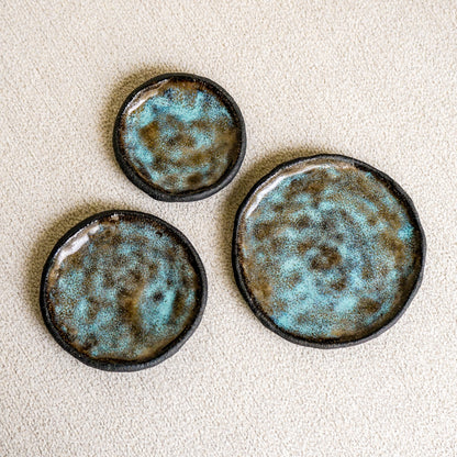 The Dark Horse Pinch Plate Set in Aqua + Brown-Preorder Now