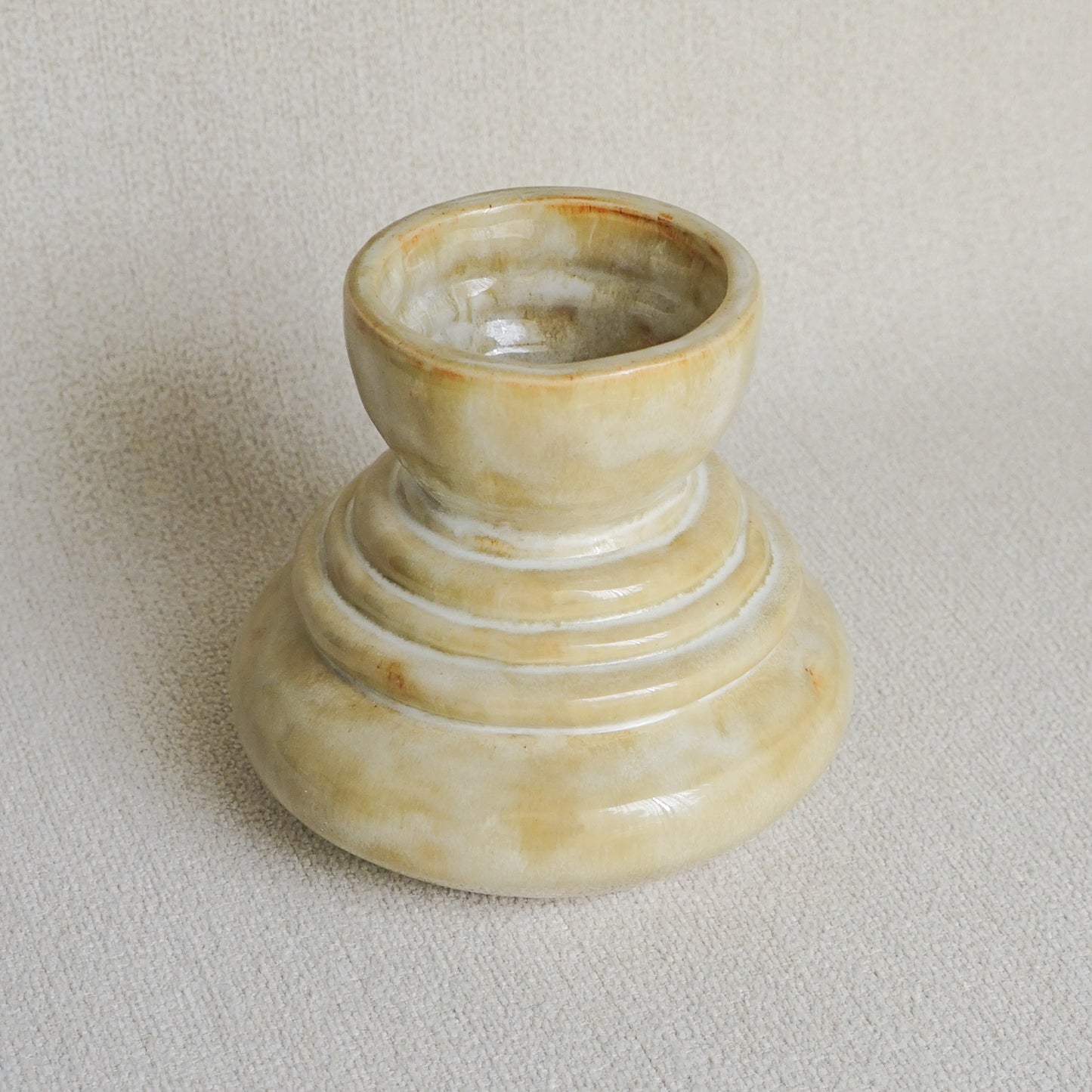 Glossy White + Brown Coil Vase