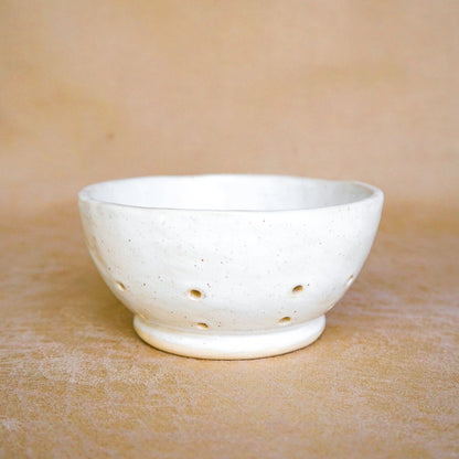 The Glossy White + Walnut Colander