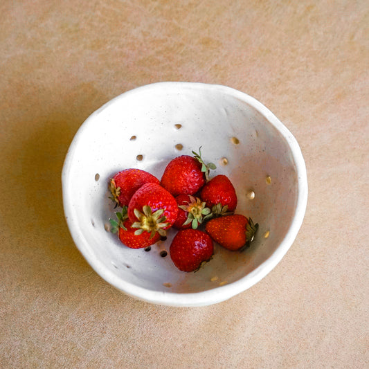 The Glossy White + Walnut Colander