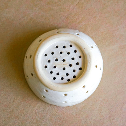 The Glossy White + Walnut Colander