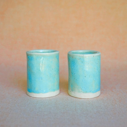 The Aqua + Walnut Sake Cup Set- Preorder Now