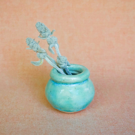 The Aqua + Walnut Coil Vase